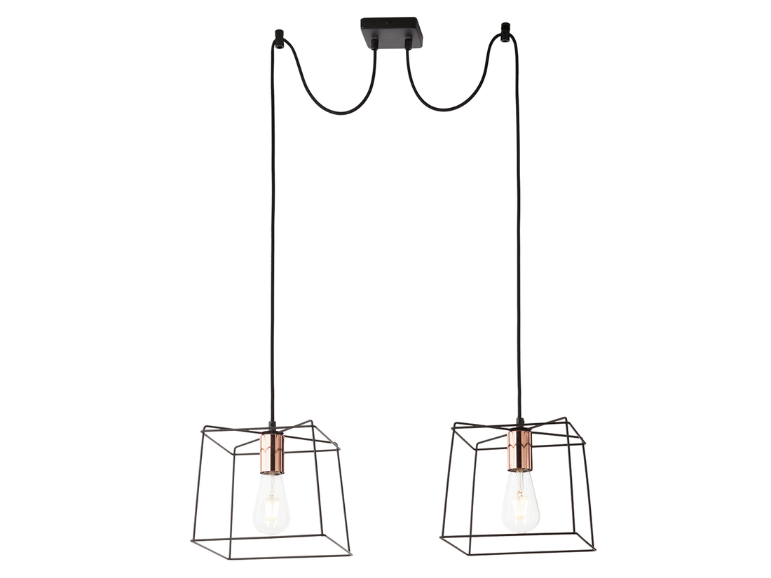 Závěsné svítidlo Sketch, černé, měď, 2xE27, 63cm
