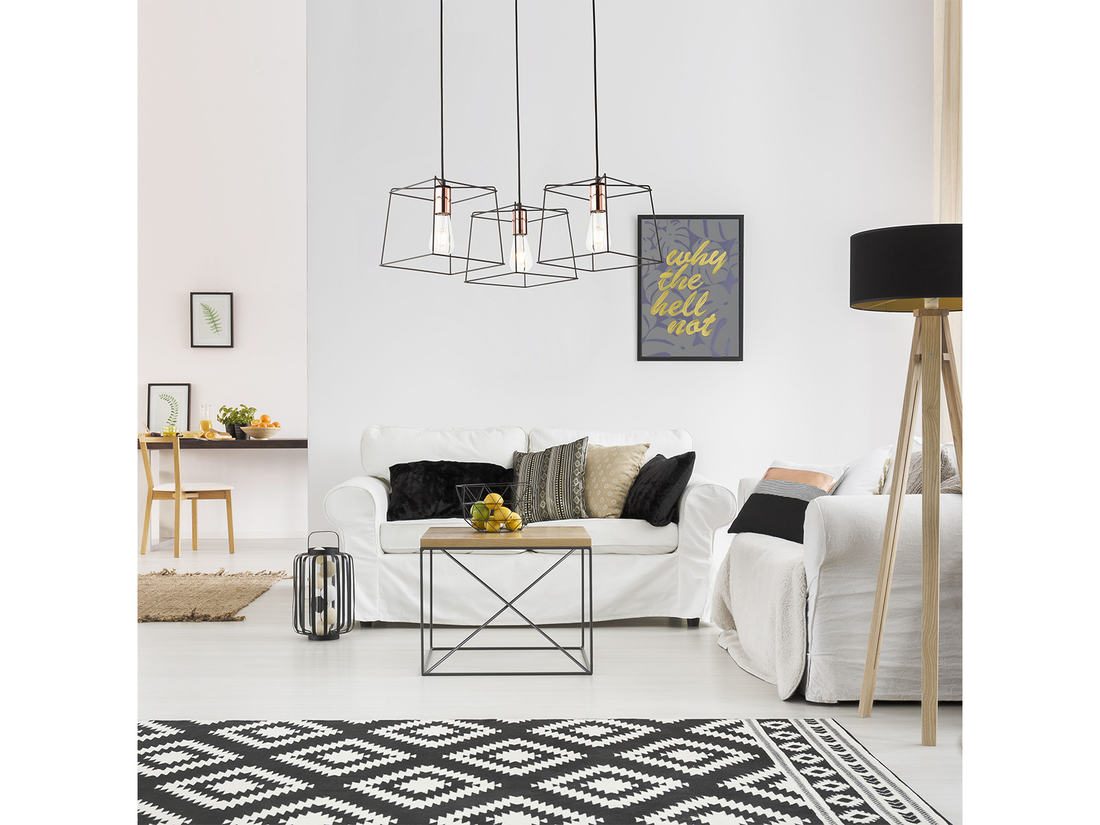 Závěsné svítidlo Sketch, černé, měď, 3xE27, ø66cm