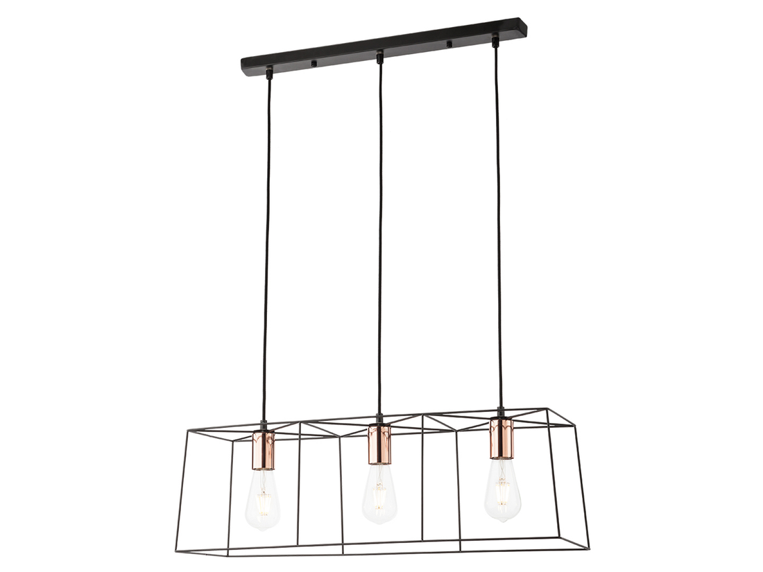 Závěsné svítidlo Sketch, černé, měď, 3xE27, 70cm
