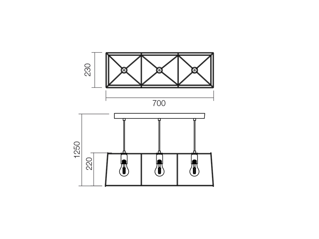Závěsné svítidlo Sketch, černé, měď, 3xE27, 70cm