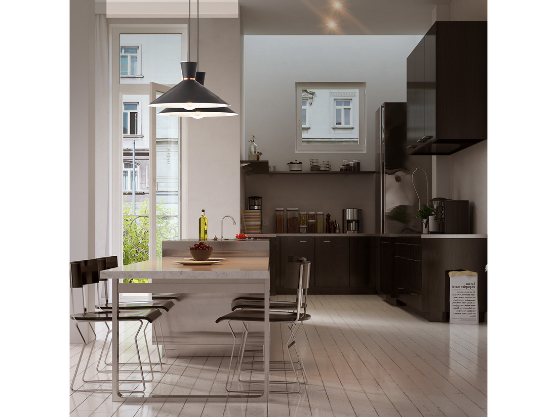 Závěsné svítidlo Kimono, matně černé, 1xE27, ø39,5cm