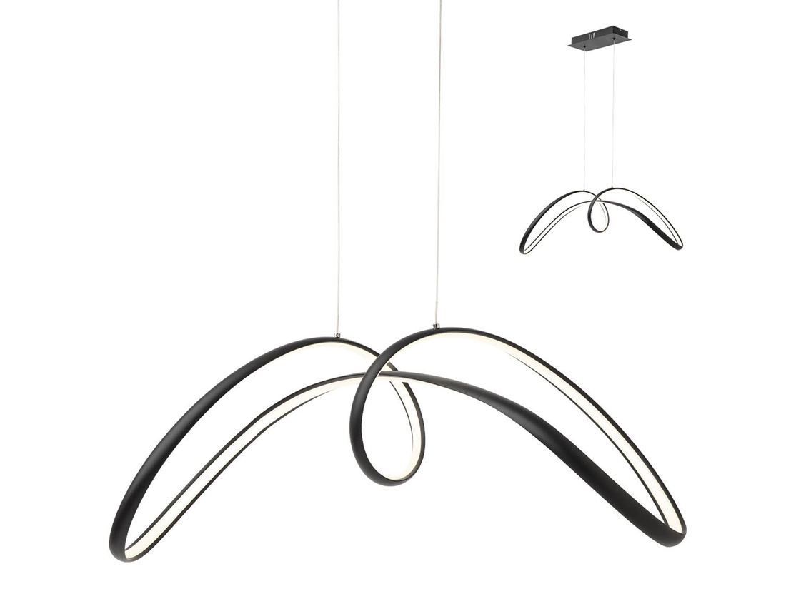 Závěsné LED svítidlo Lamon, pískově černé, 57W, 4000K, 92cm