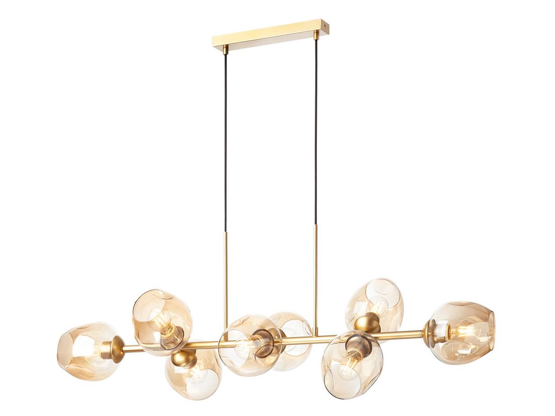 Závěsné svítidlo Pierce, matně zlaté, 8xE27, 120cm