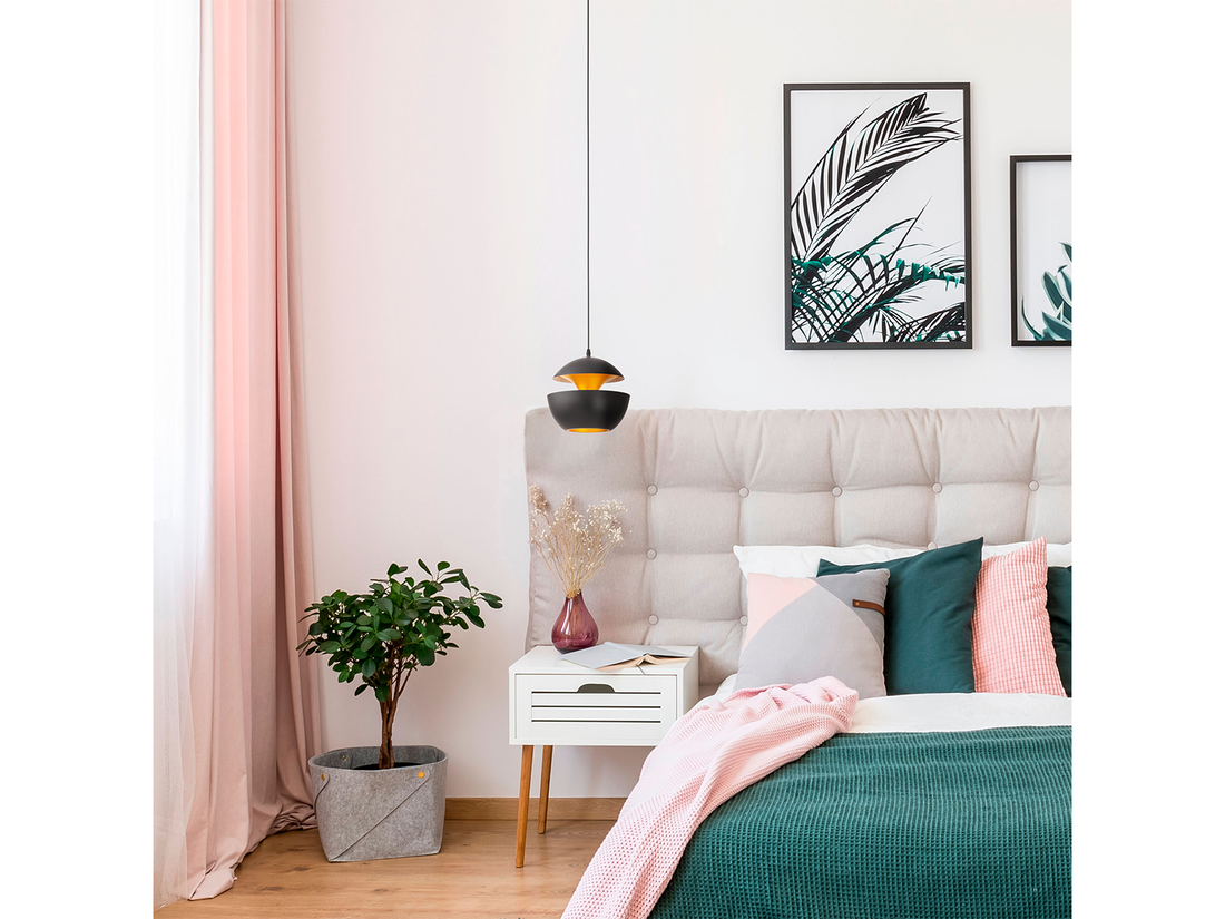 Závěsné svítidlo Lampu, matně černé, matně zlaté, 1xE27, ø25cm