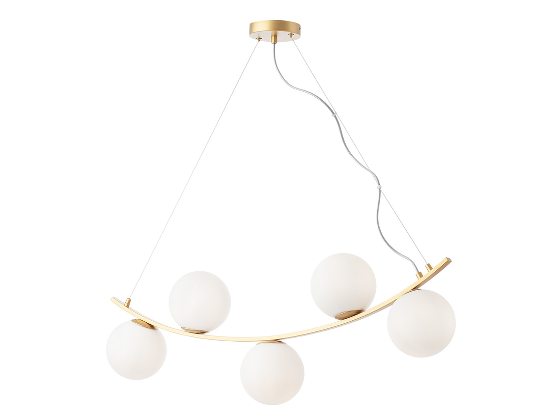 Závěsné svítidlo Volley, matně zlaté, 5xE14, 94cm