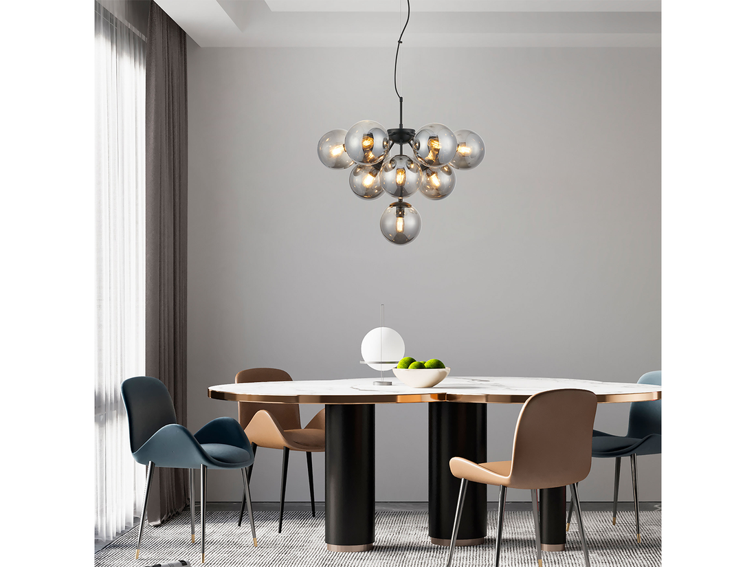 Závěsné svítidlo Agape, matně černé, 10xE14, ø59cm