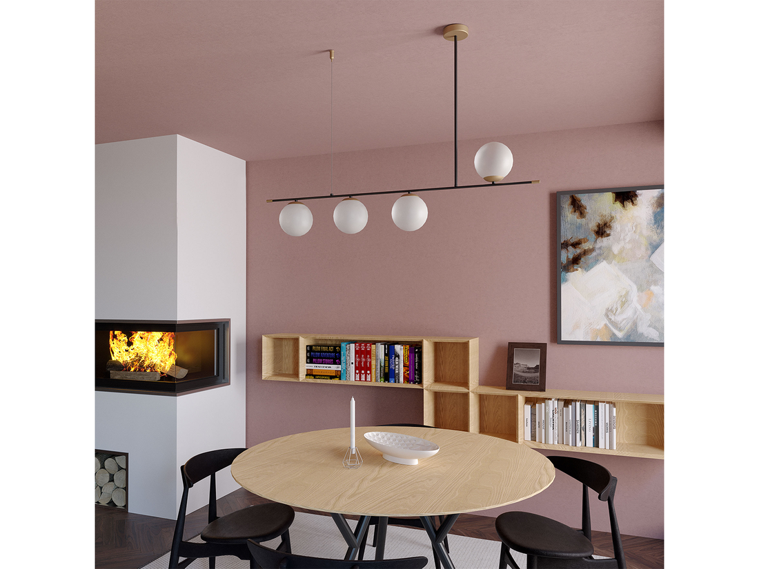 Závěsné svítidlo Essential, matně zlaté, matně černé 4xE14, 120cm