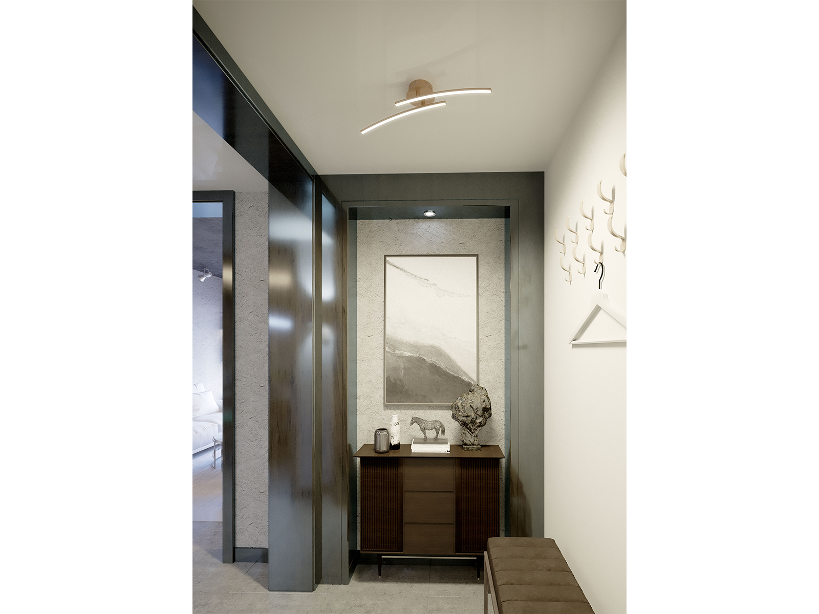 Stropní LED svítidlo Yuno, matný bronz, 14W, 4000K, 61cm