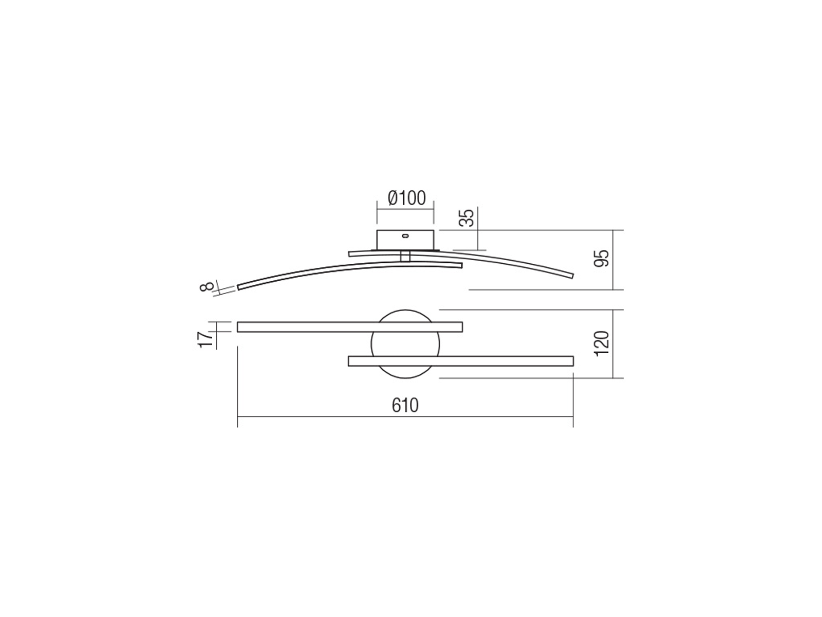 Stropní LED svítidlo Yuno, matný bronz, 14W, 4000K, 61cm