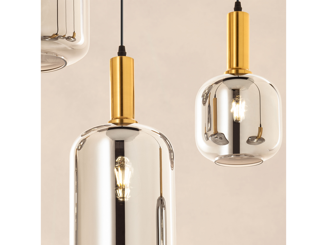 Závěsné svítidlo Brina, pískově černá, matně zlatá, 1xE27, ø20cm