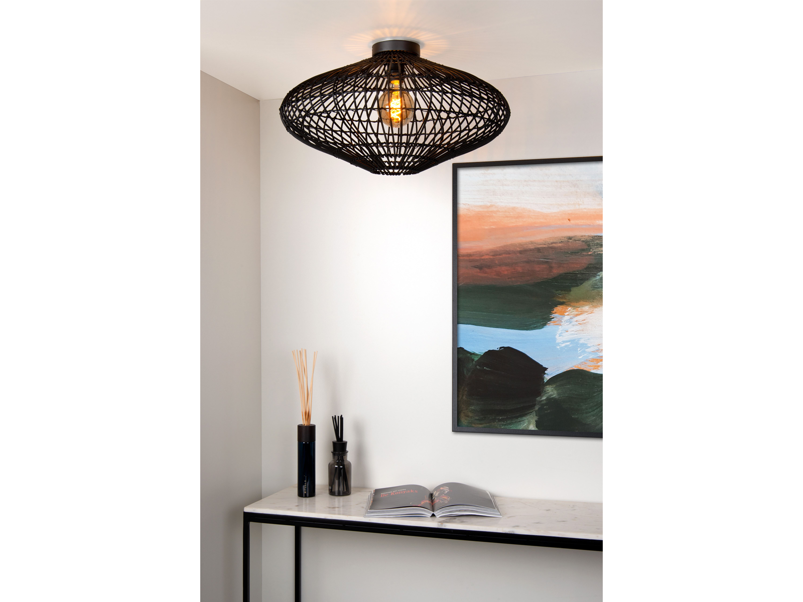 Stropní svítidlo Magali, černé, E27, ø56cm