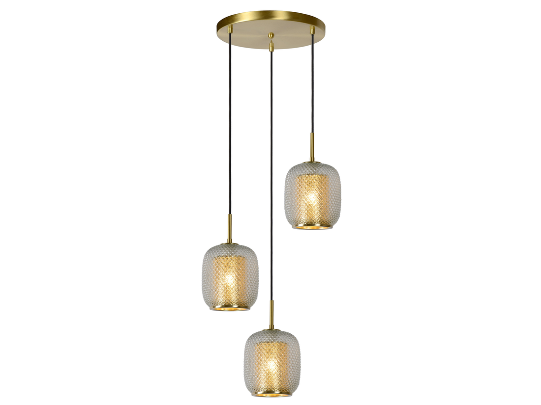 Závěsné svítidlo Agatha matně zlaté/mosaz, 3xE27, ø35cm