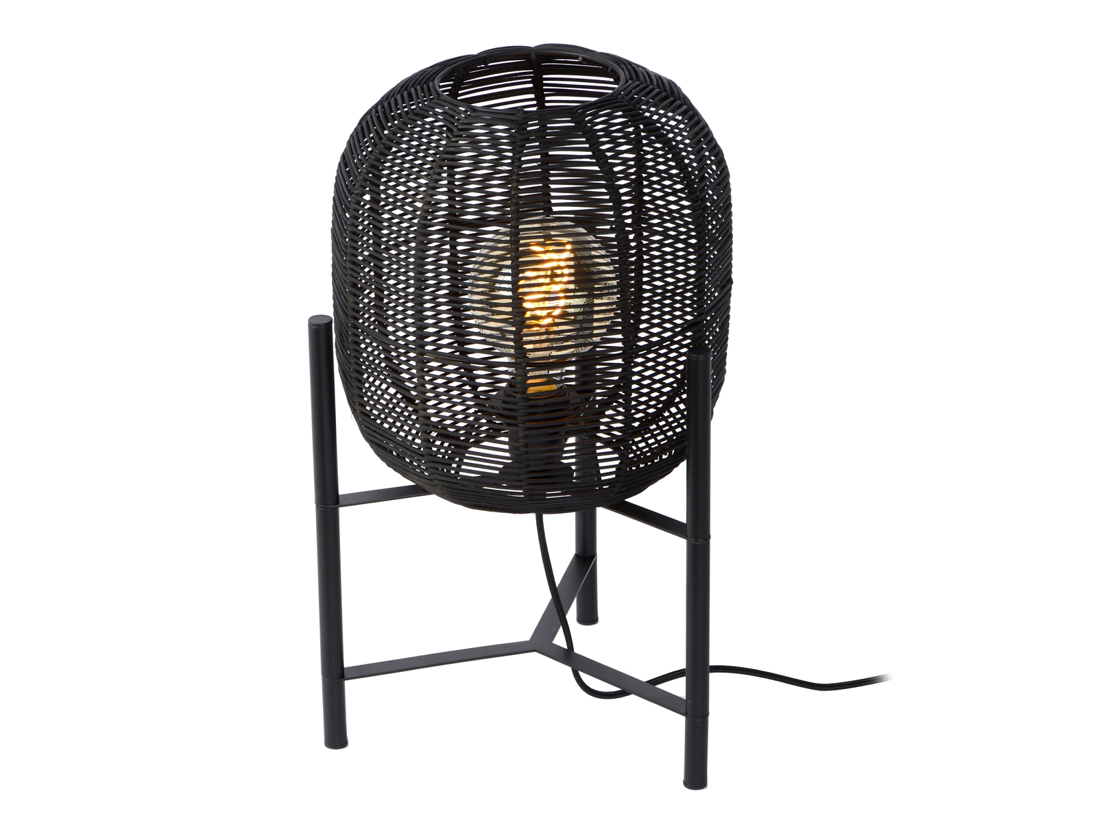 Stolní lampa Hermine, černá, E27, ø30cm