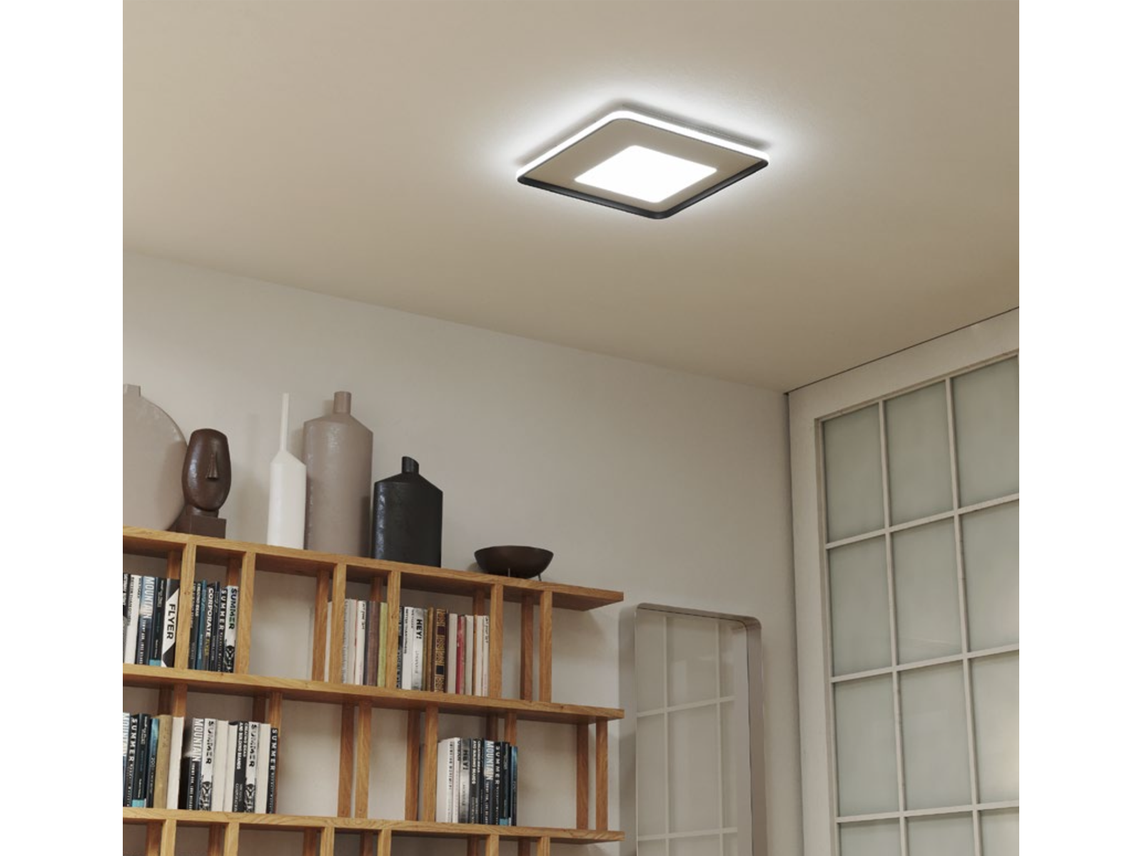 Stropní LED svítidlo Sintesi s dálkovým ovládáním, matná bílá, matná černá, 75W, 3000K-6000K, 55cm