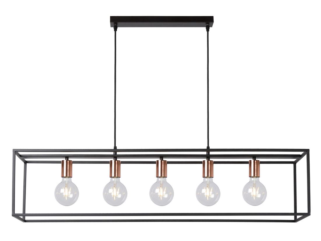 Závěsné svítidlo Arthur, černé, 5xE27, 110cm