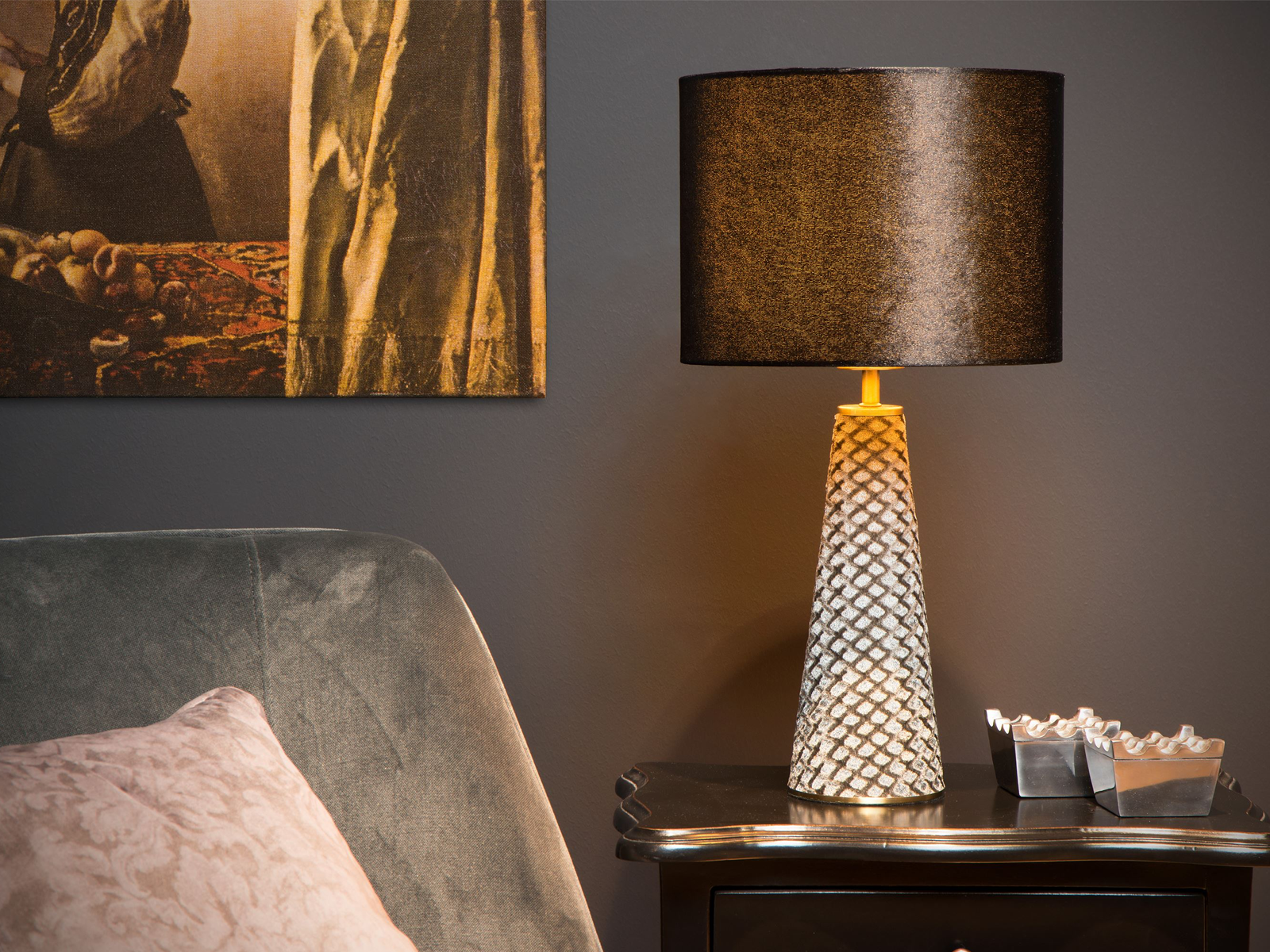 Stolní lampa Extravaganza Velvet, černá, E27, 47cm