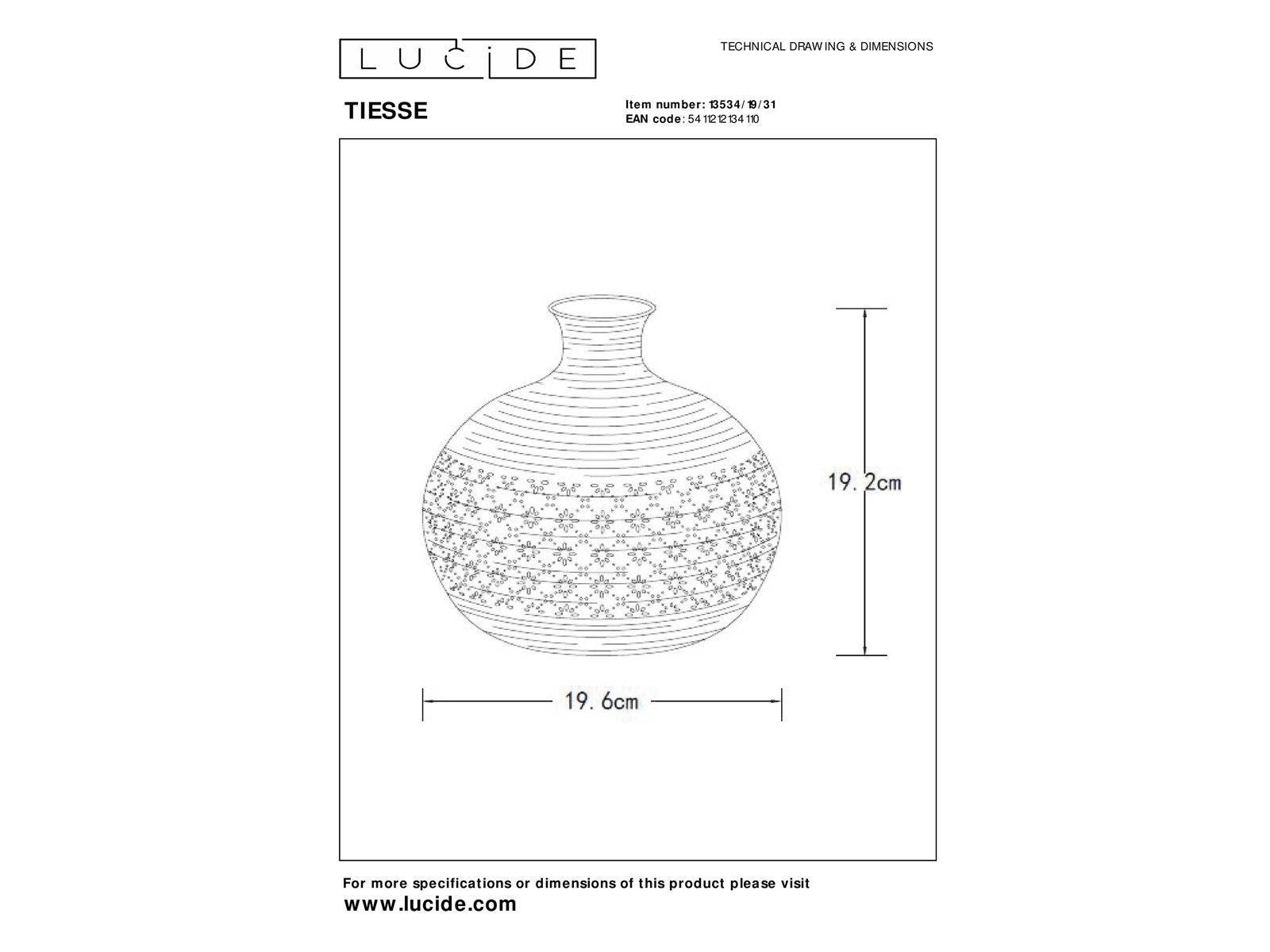 Stolní lampa Tiesse, bílá, E14, 19,2cm