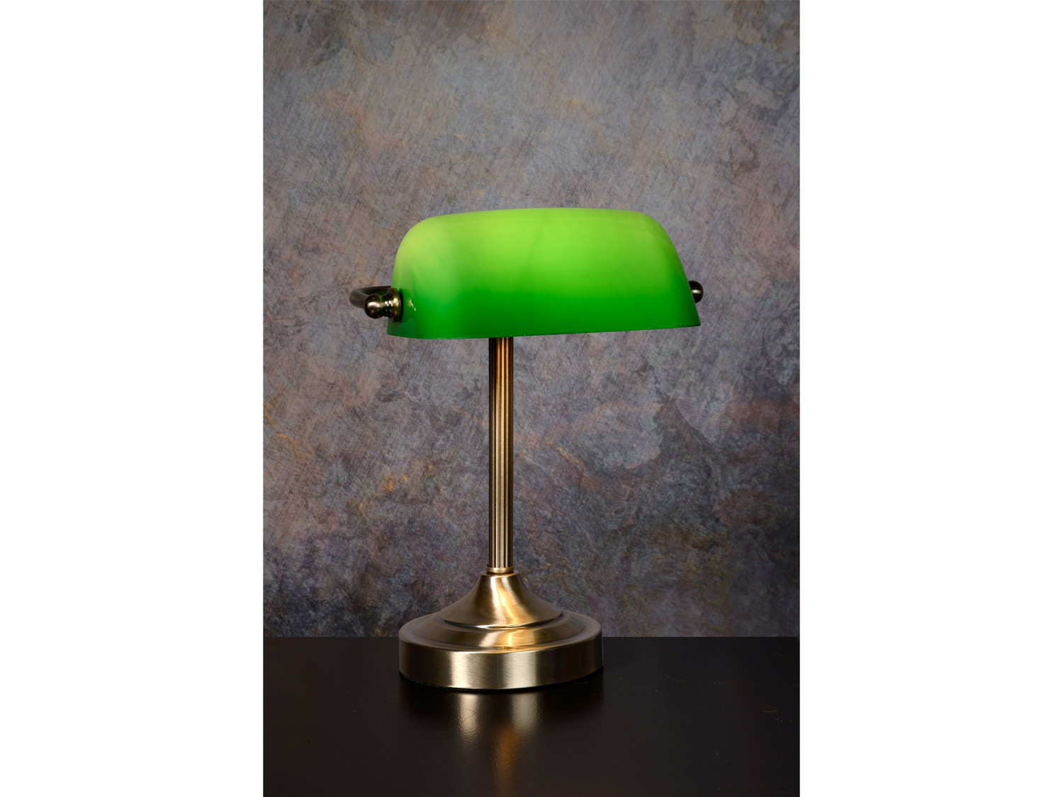 Stolní lampa Banker, bronz/zelená, E14, 30cm