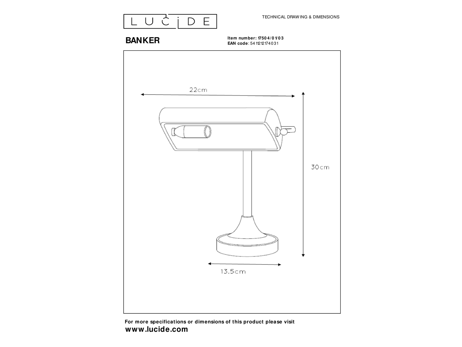 Stolní lampa Banker, bronz/zelená, E14, 30cm