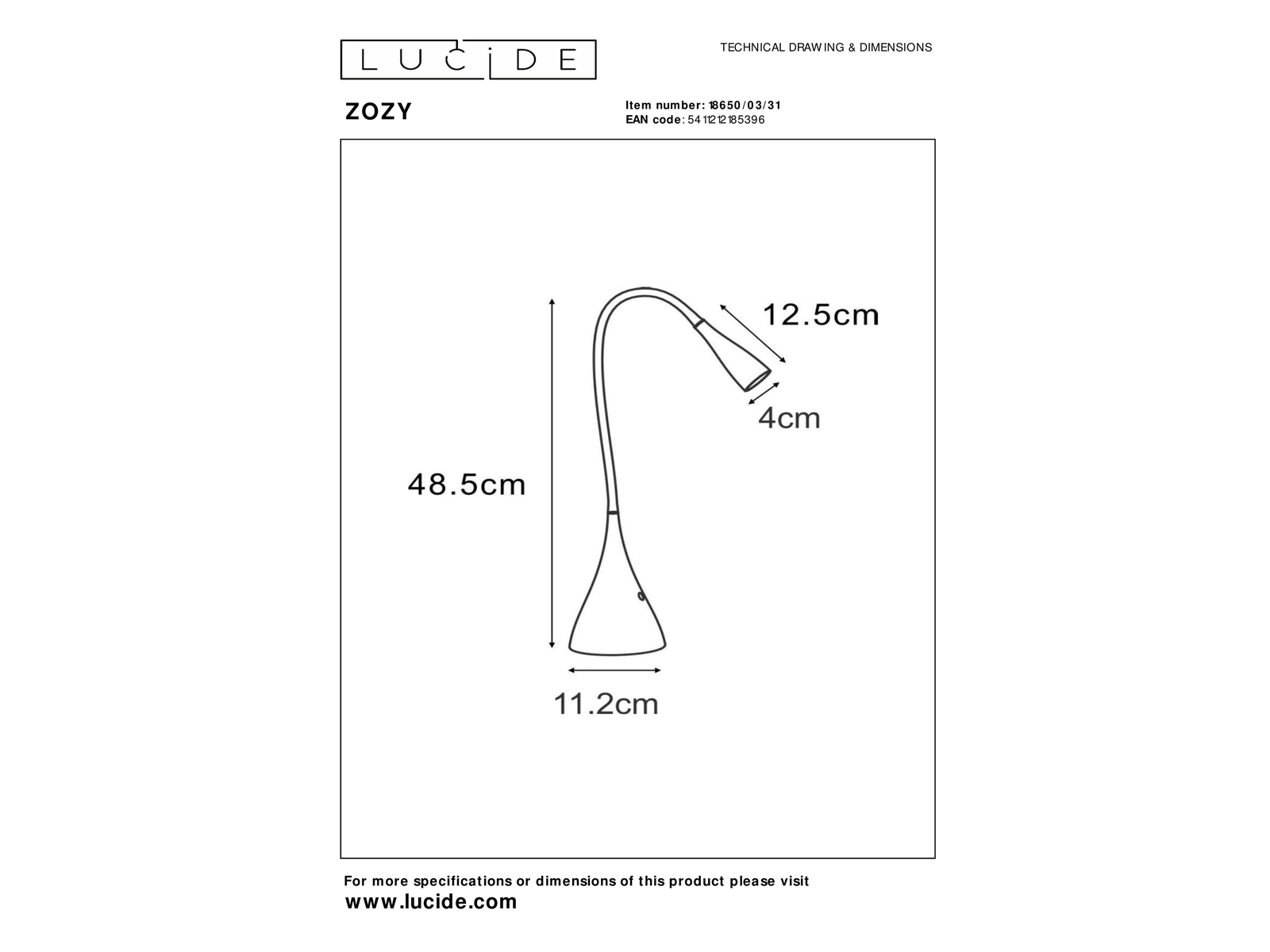 Stolní LED lampa Zozy bílá, 4W, 3000K, 48,5cm