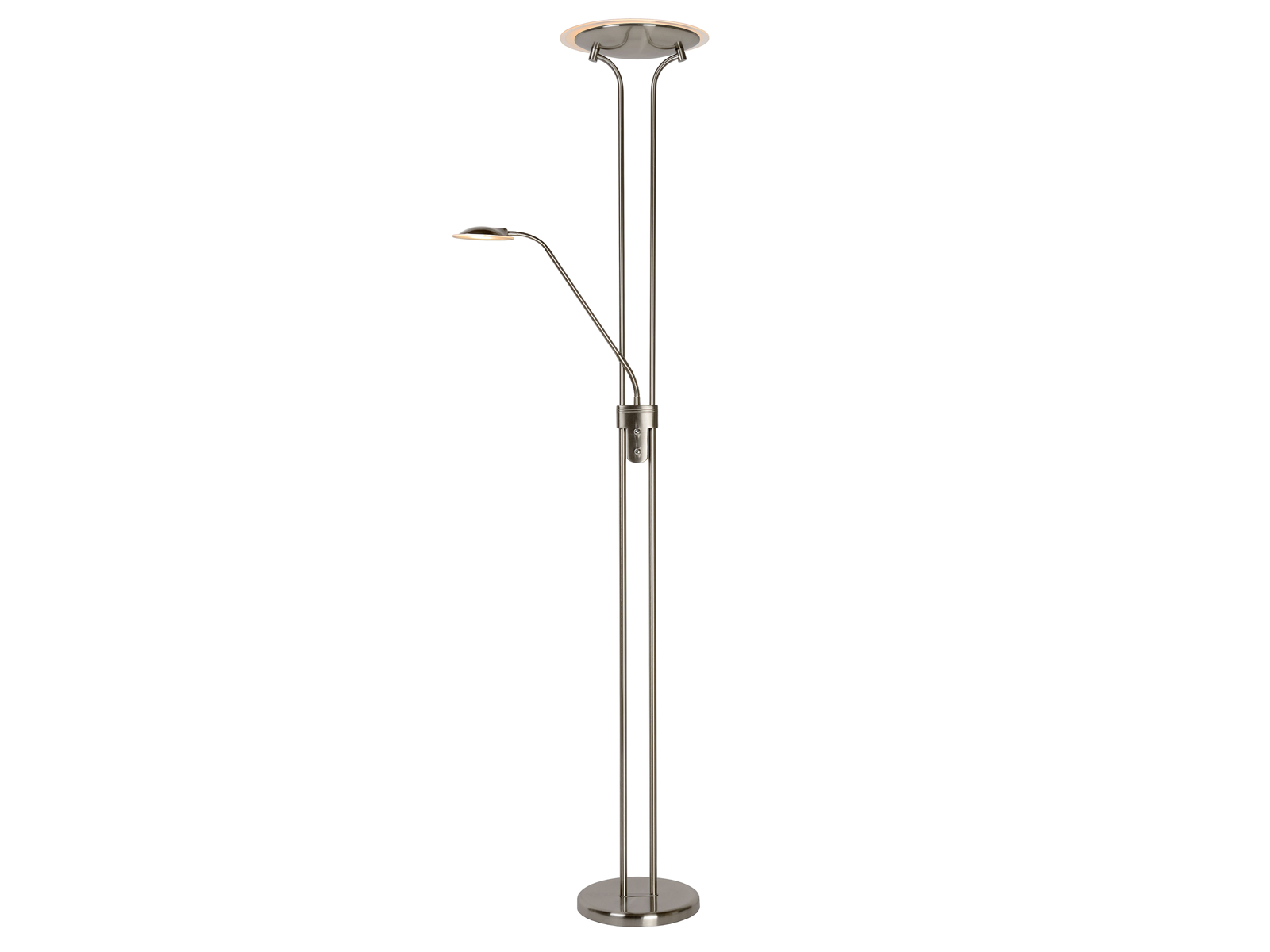 Stojací lampa Champion-LED saténový chrom, 20W, 4W, 3000K, 180cm