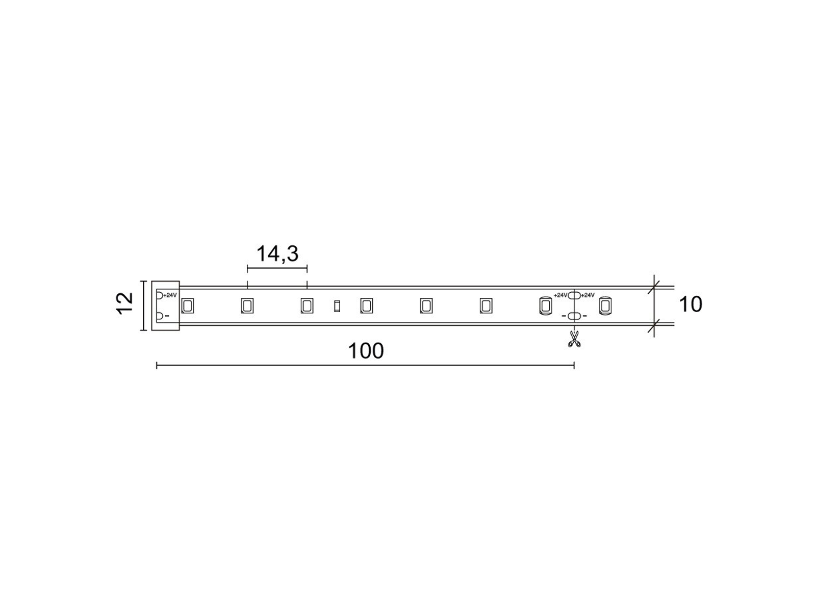 24 V LED pásek Nilo 8-10, 4,8W/m, 4000K, 5m, IP67
