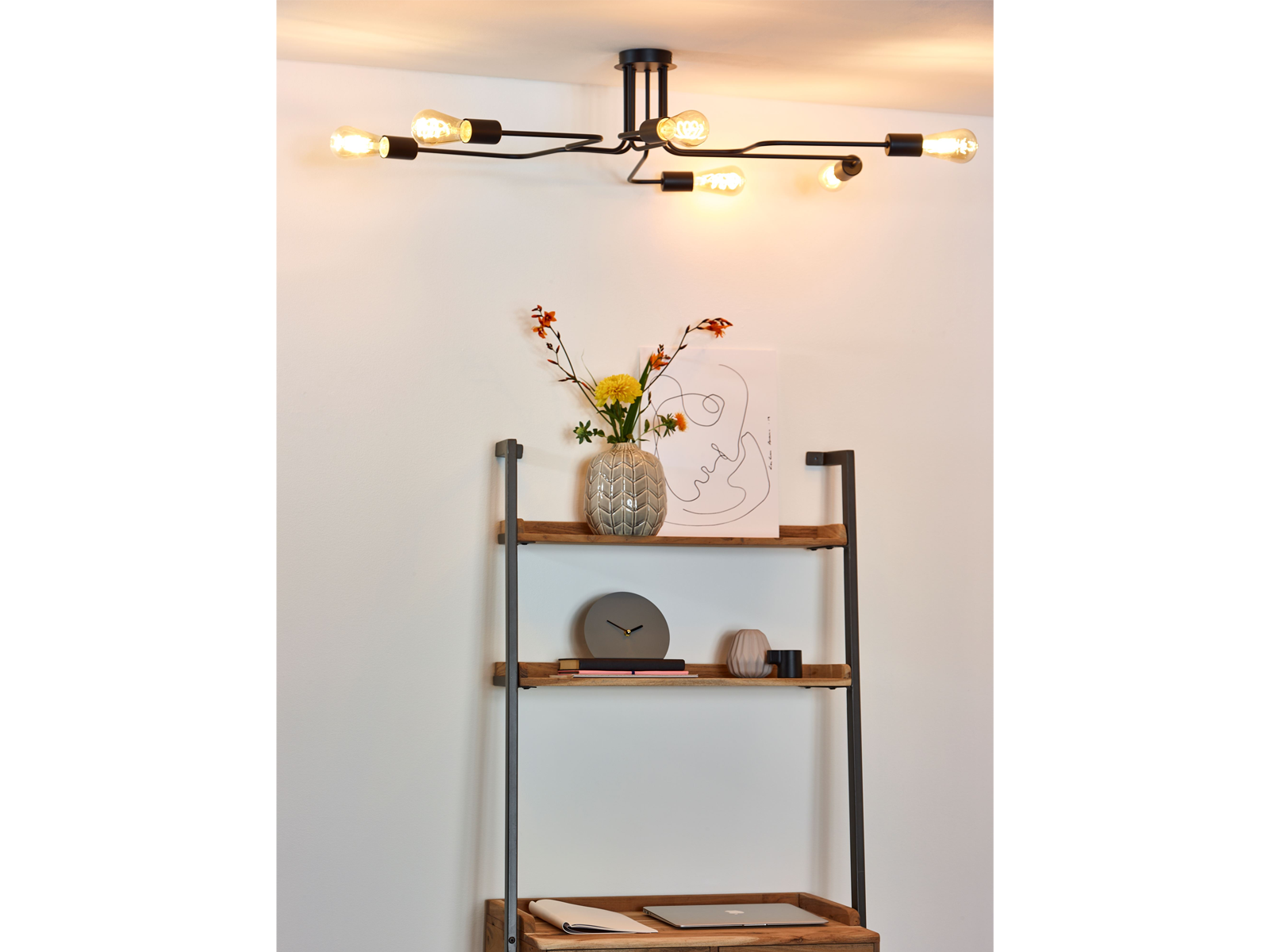 Stropní svítidlo Lester černé, 6xE27, 100cm