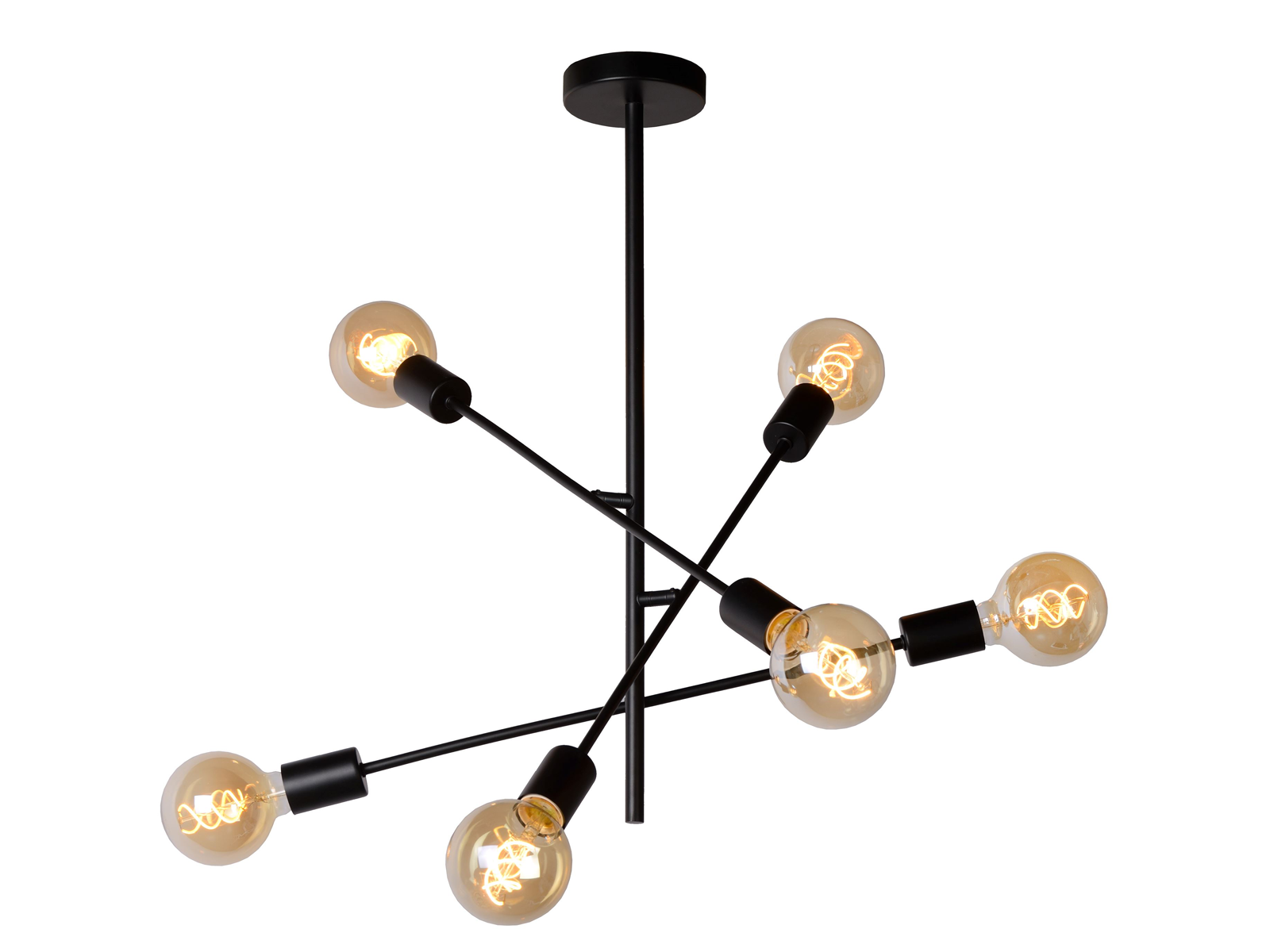 Stropní lustr Lester černý, 6xE27, ø59cm