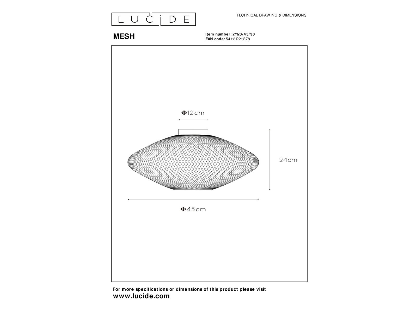 Stropní svítidlo Mesh černé, E27, ø45cm
