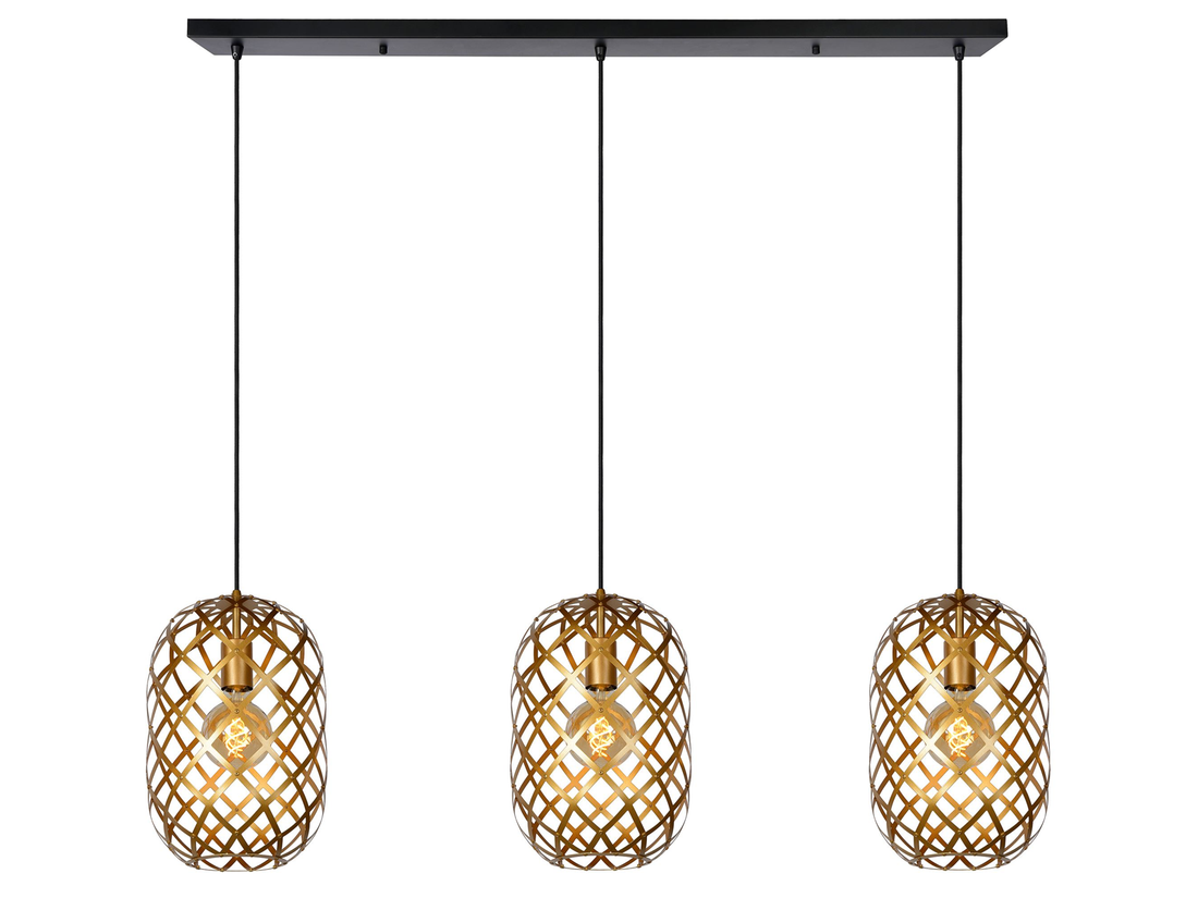 Stropní svítidlo Wolfram matně zlaté/mosaz, 3xE27, 127cm