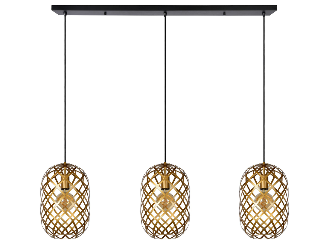 Stropní svítidlo Wolfram matně zlaté/mosaz, 3xE27, 127cm