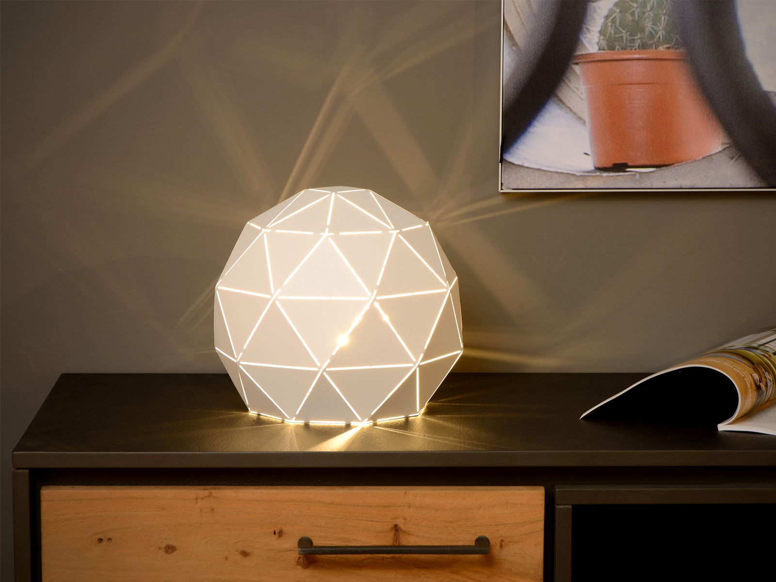 Stolní lampa Otona bílá, E27, ø25cm