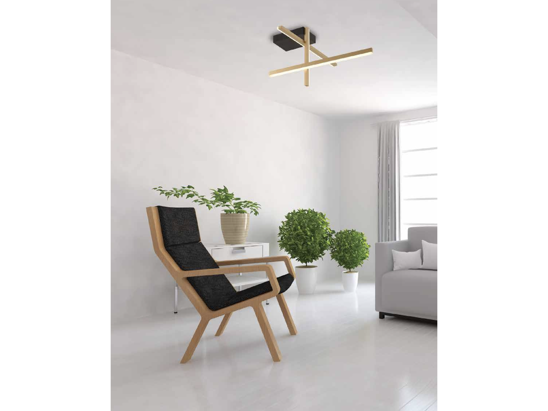 Stropní LED stmívatelné svítidlo matně zlaté, 25W, 3000K, 50cm