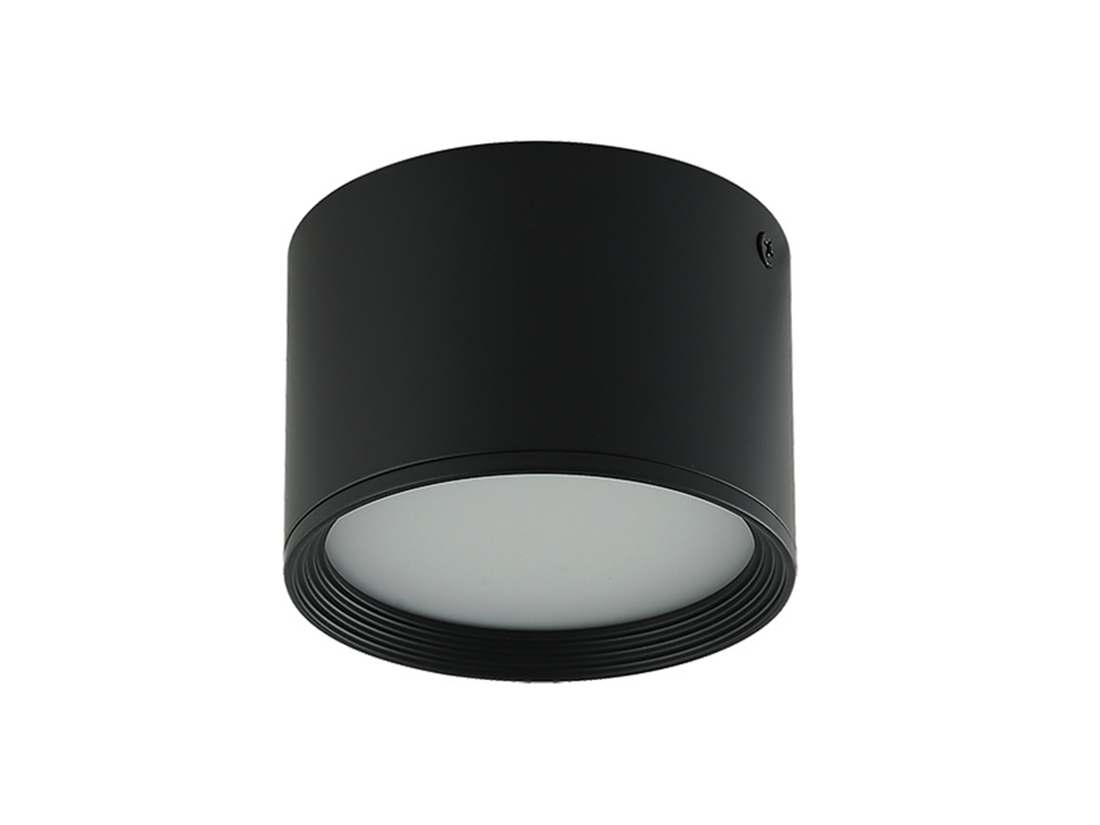 Stropní LED svítidlo, pískově černé, 8W, 3000K, ø10cm