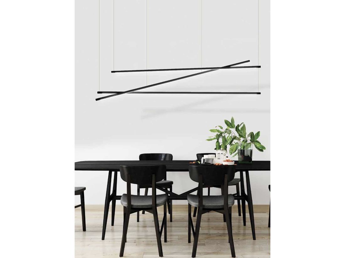 Závěsné LED svítidlo matně černé, 64W, 3000K, 180cm