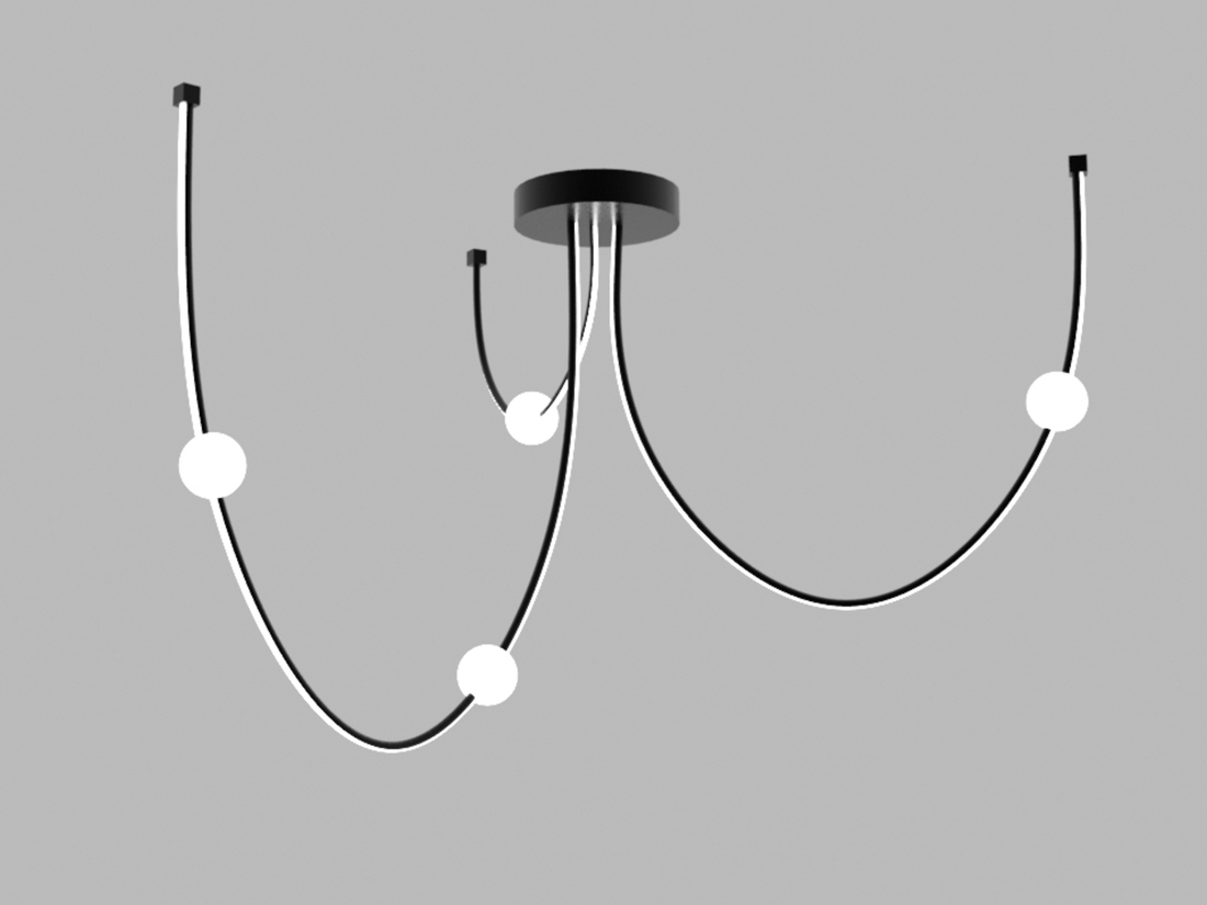 Stropní LED stmívatelné svítidlo matně černé, 42W, 3000K, 140cm