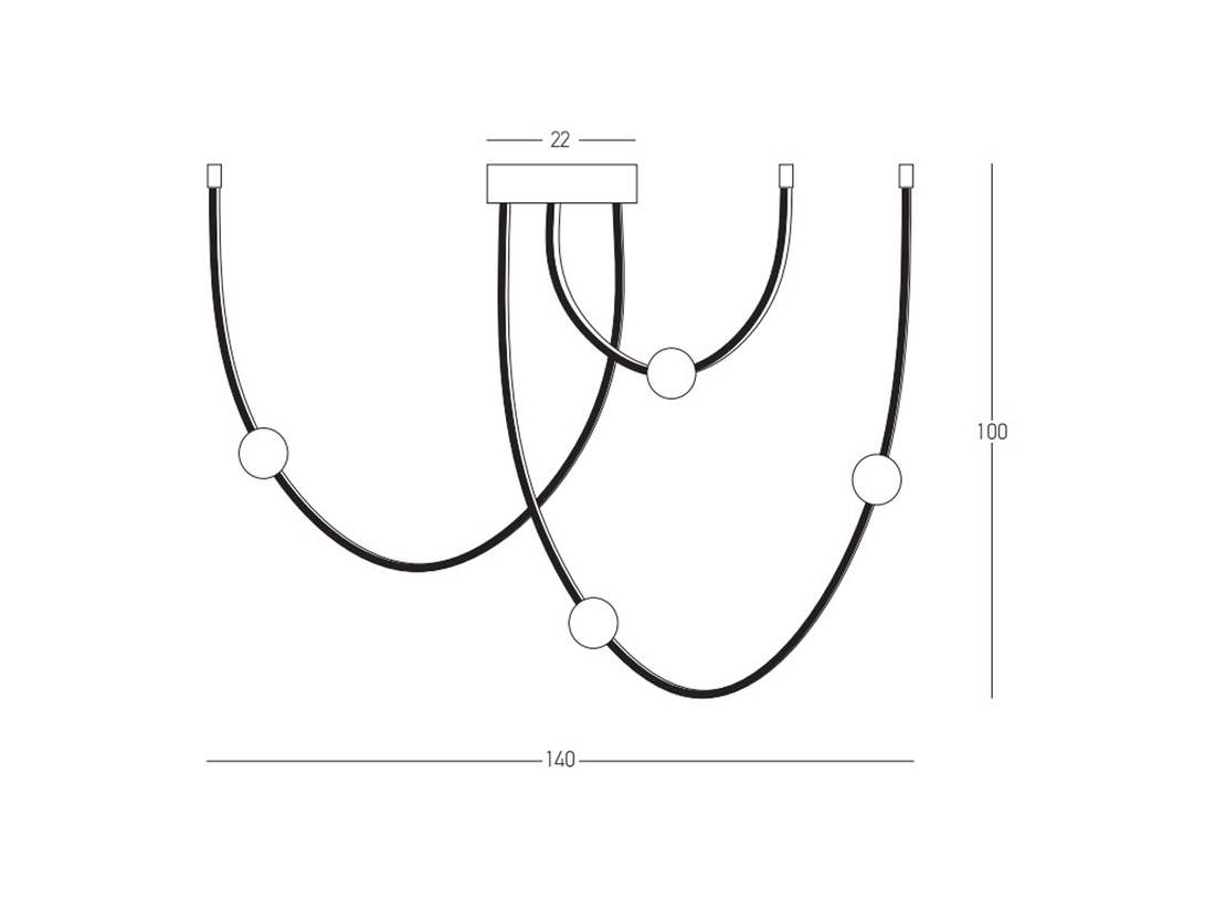 Stropní LED stmívatelné svítidlo matně černé, 42W, 3000K, 140cm