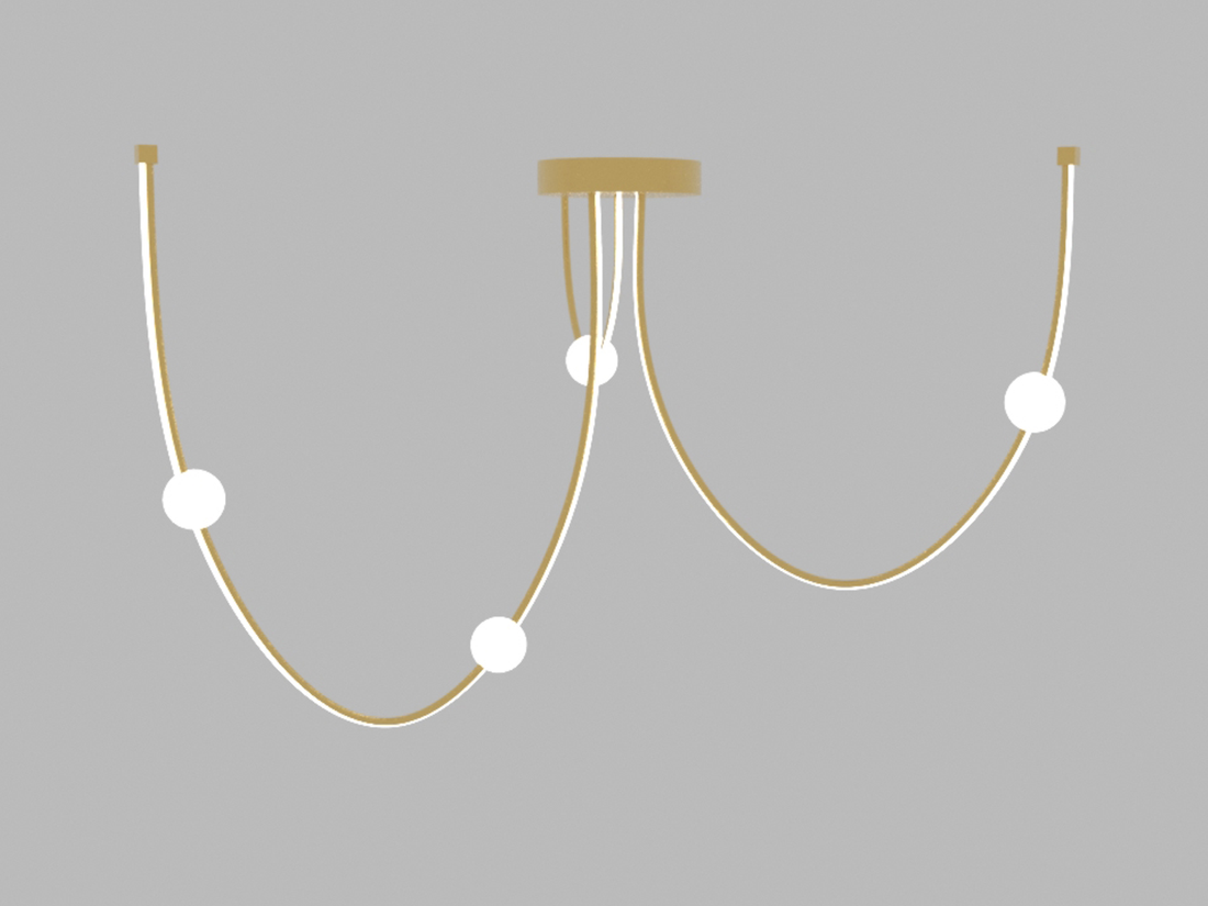 Stropní LED stmívatelné svítidlo matně zlaté, 42W, 3000K, 140cm