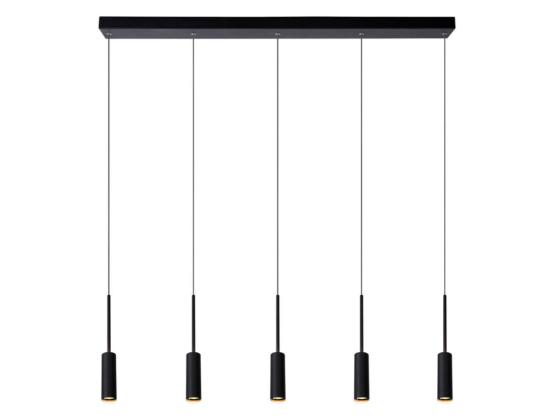 Závěsné LED svítidlo Tubule černé, 5x7W, 2700K, 101cm