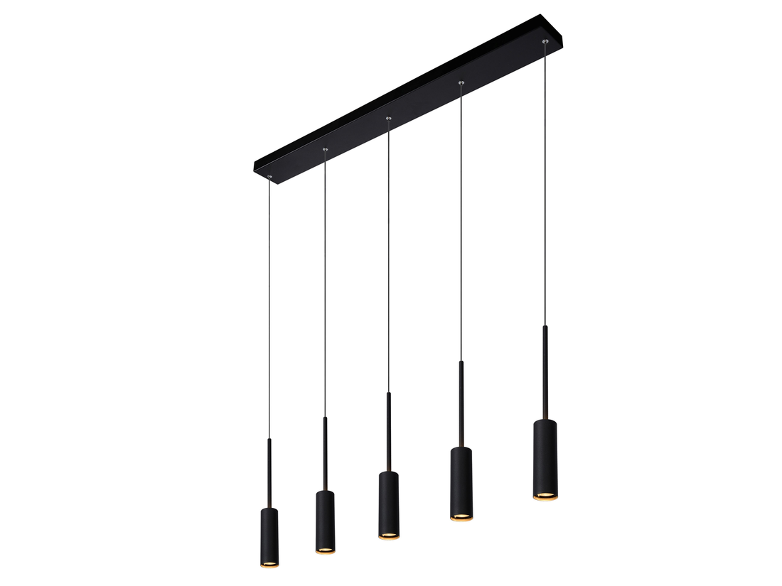 Závěsné LED svítidlo Tubule černé, 5x7W, 2700K, 101cm