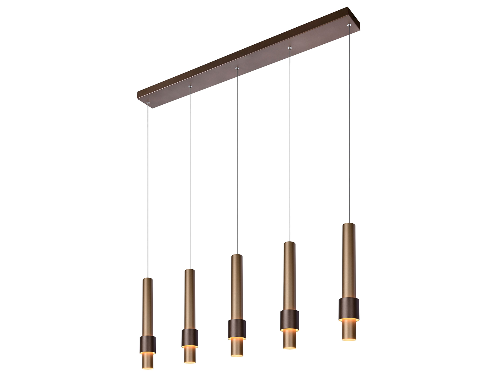 Závěsné LED svítidlo Margary kávové, 5x4,2W, 2700K, 101cm