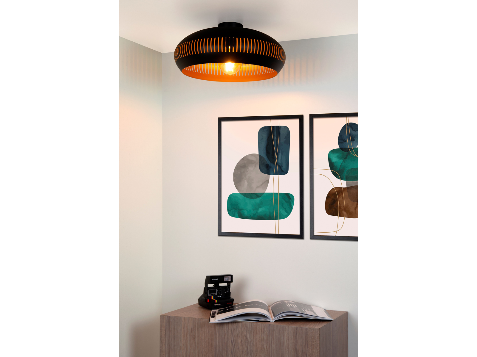 Stropní svítidlo Rayco černé, E27, ø45cm