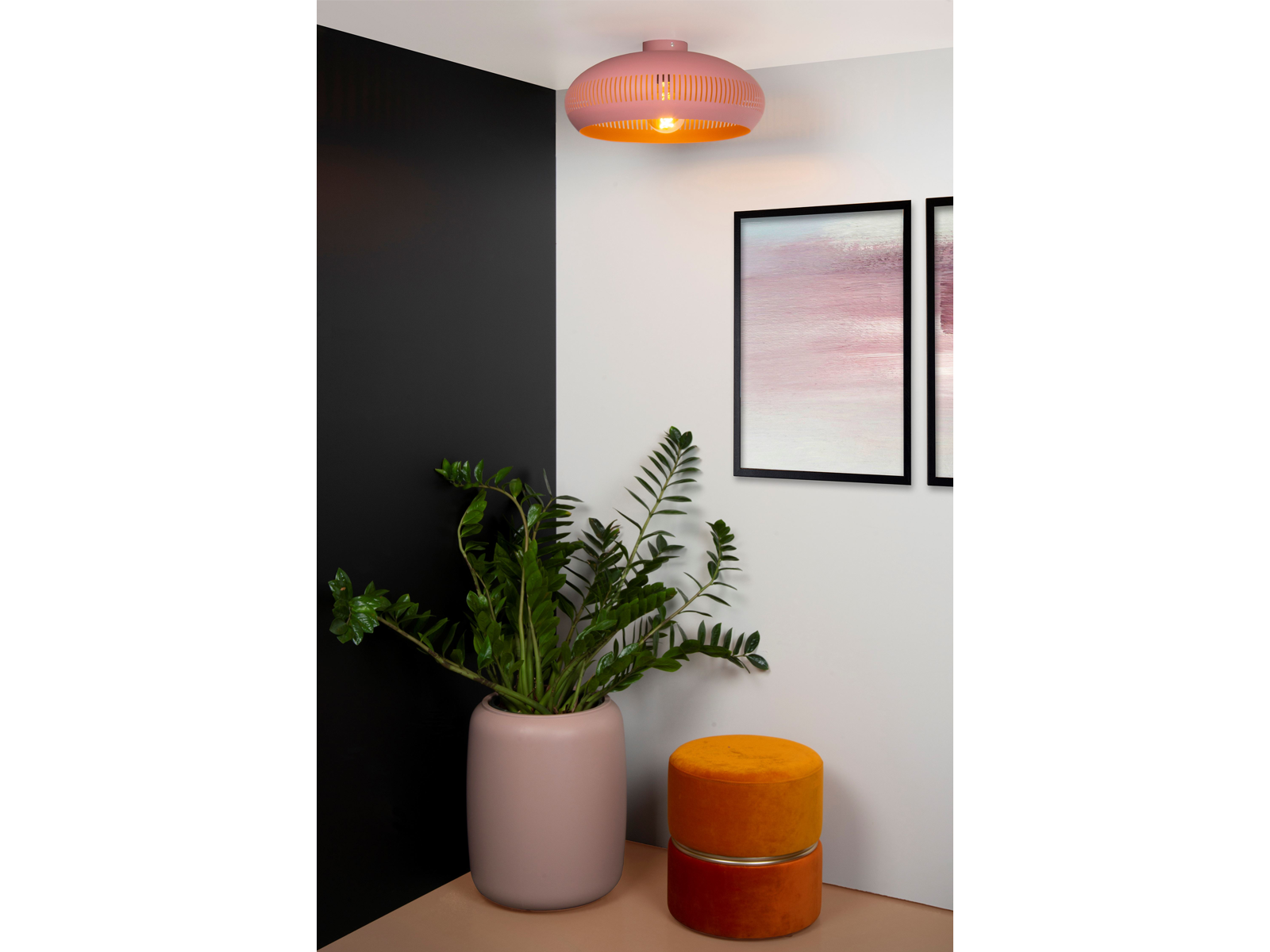 Stropní svítidlo Rayco růžové, E27, ø45cm