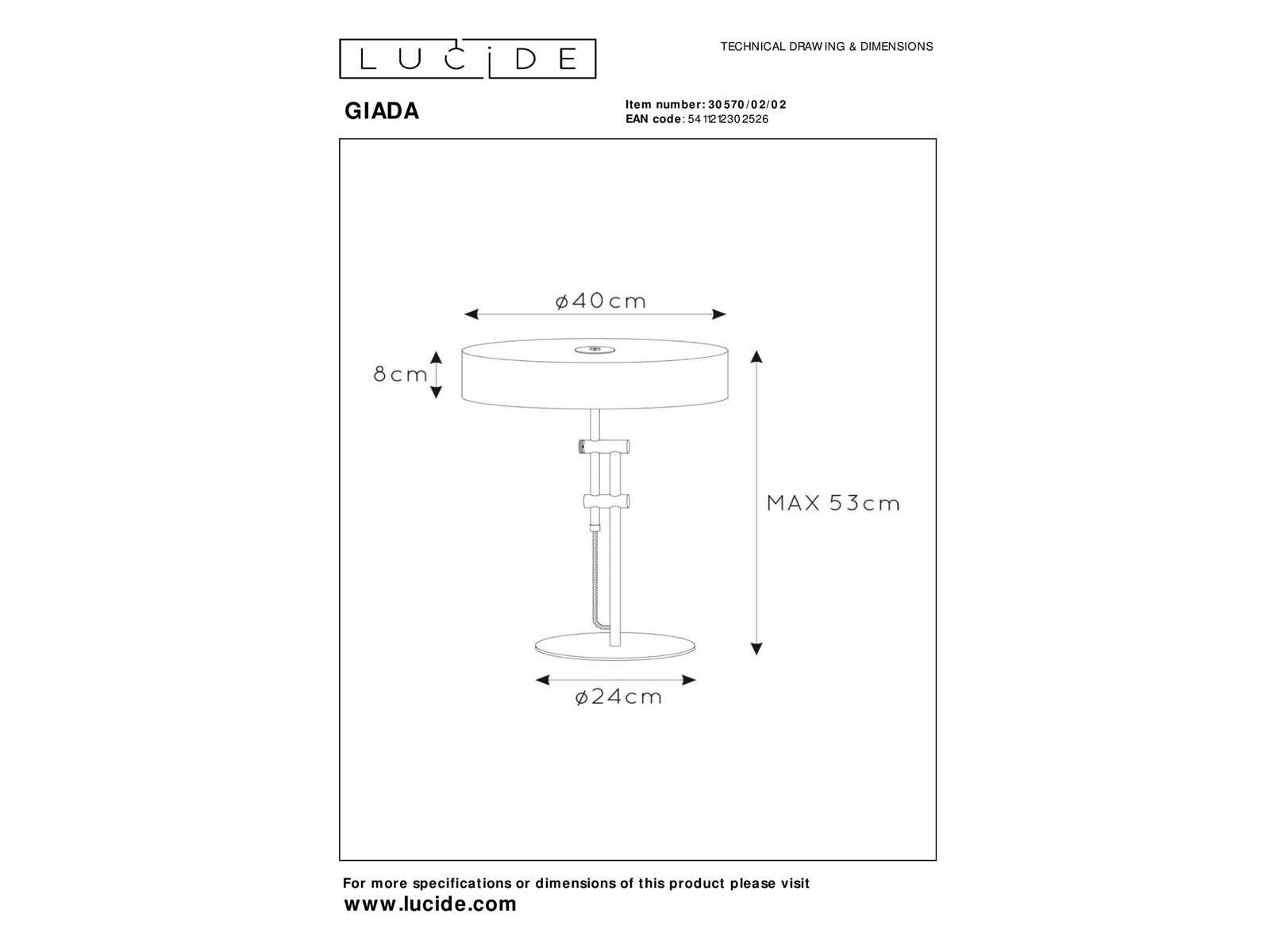 Stolní lampa Giada matně zlatá, 2xE27, ø40cm