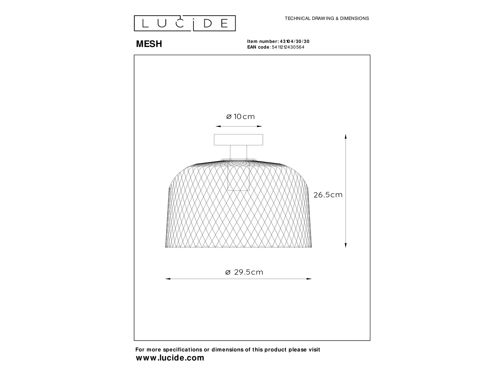 Stropní svítidlo Mesh černé, E27, ø29,5cm