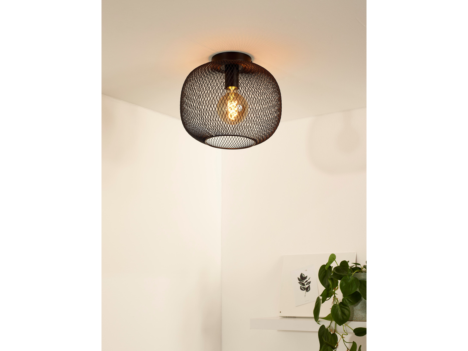 Stropní svítidlo Mesh černé, E27, ø30cm