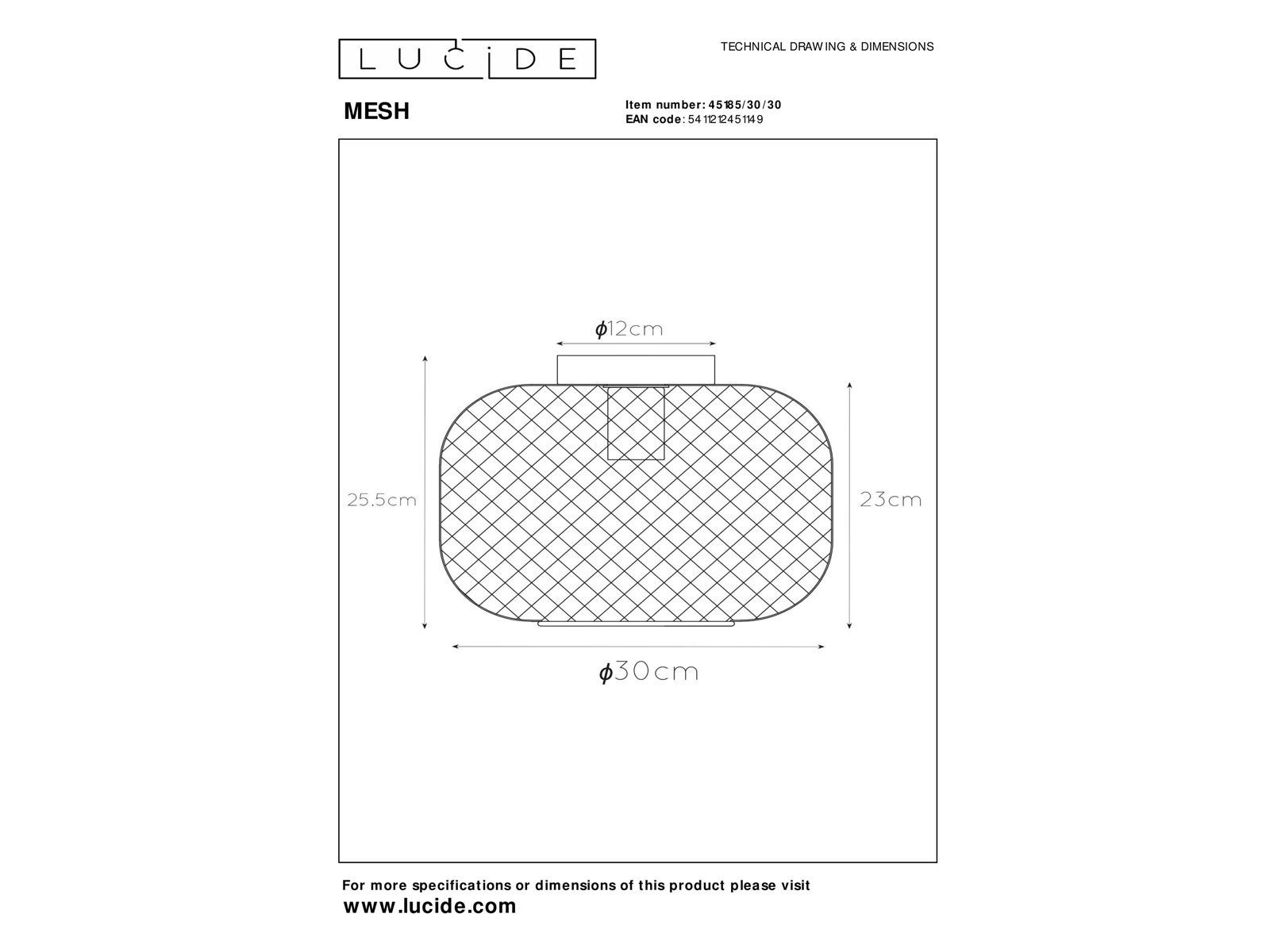 Stropní svítidlo Mesh černé, E27, ø30cm