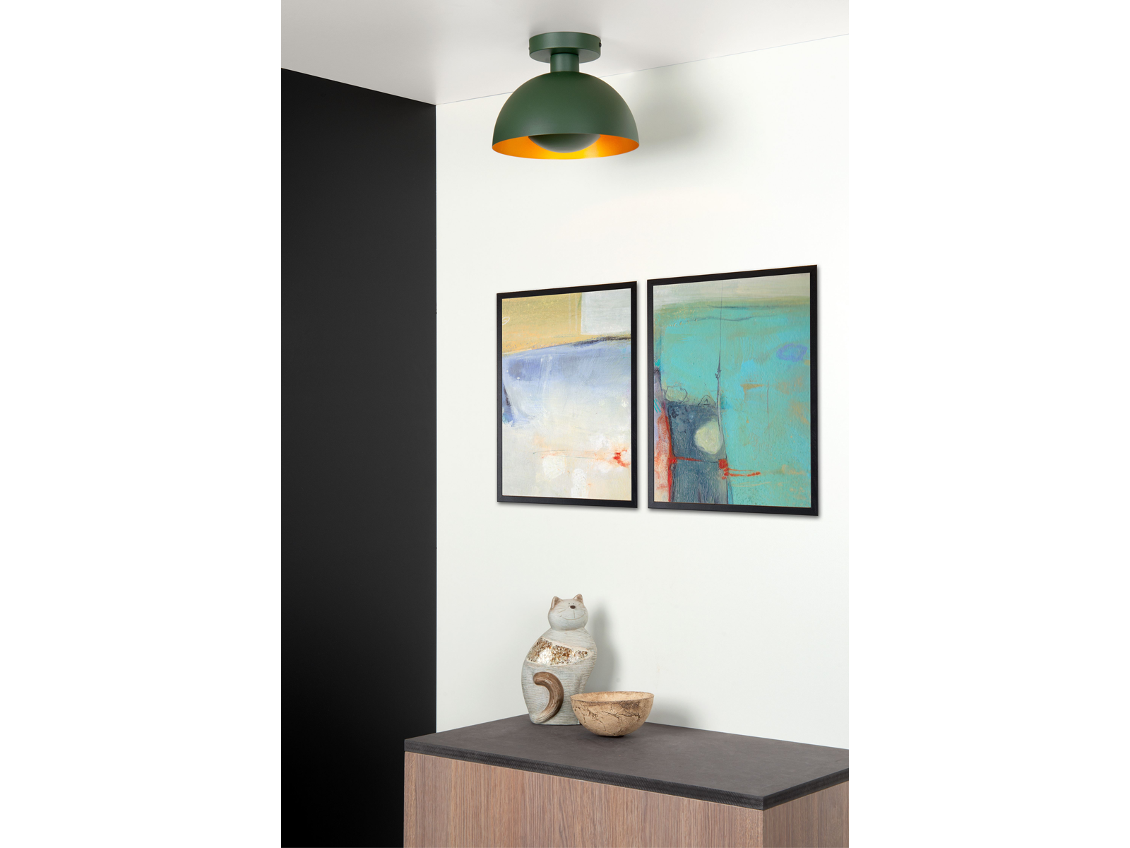 Stropní svítidlo Siemon, zelené, E27, ø25cm