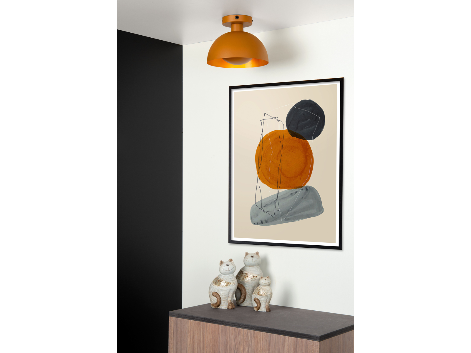 Stropní svítidlo Siemon, okrově žluté, E27, ø25cm