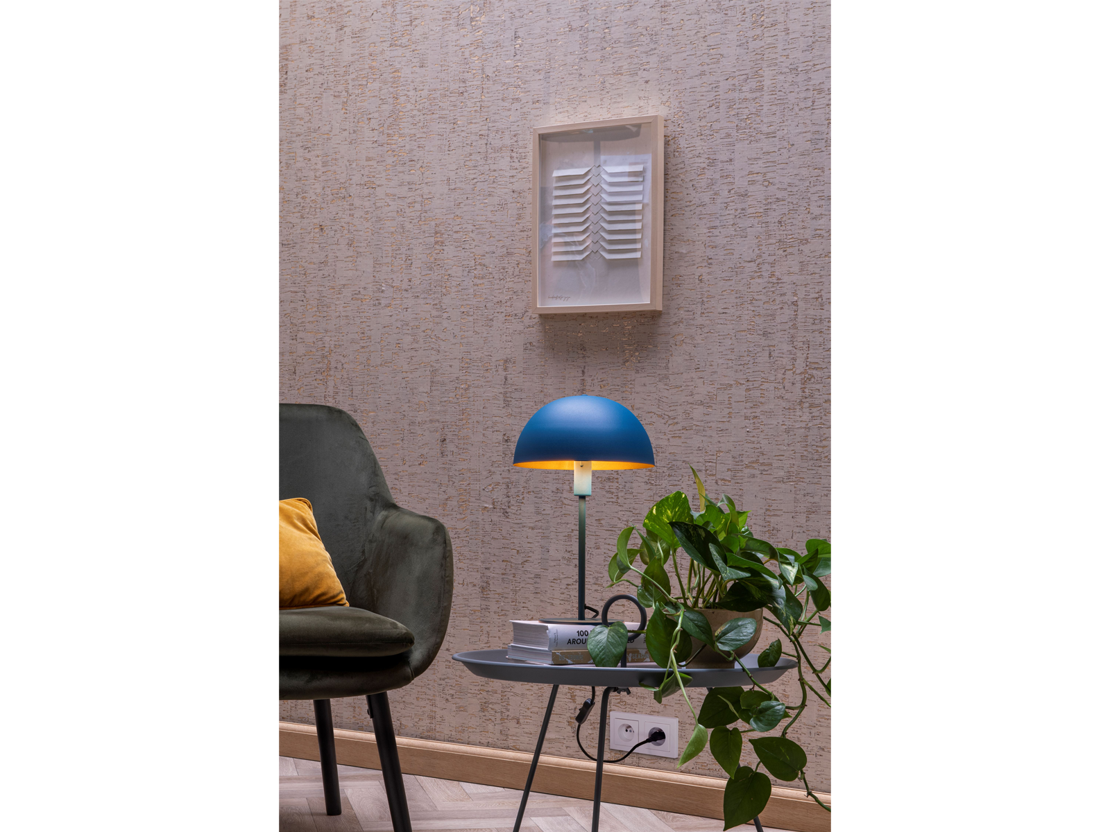 Stolní lampa Siemon, modrá, E14, 40cm